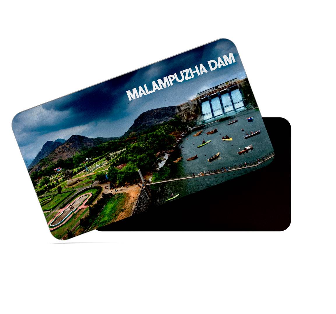 dhcrafts Multicolor Kerala Malampuzha Dam Design Rectangular Rubber Matte Finish Fridge Magnet / Magnetic Card Pack of 1 (8.6cm x 5.4cm)